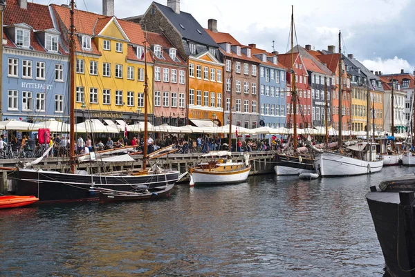 Копенгаген Дания Августа 2018 Года Nyhavn Является Прибрежным Районом Копенгагене — стоковое фото