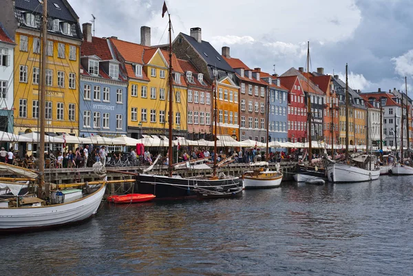 Копенгаген Дания Августа 2018 Года Nyhavn Является Прибрежным Районом Копенгагене — стоковое фото