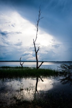 Göle yakın Tayland günbatımı