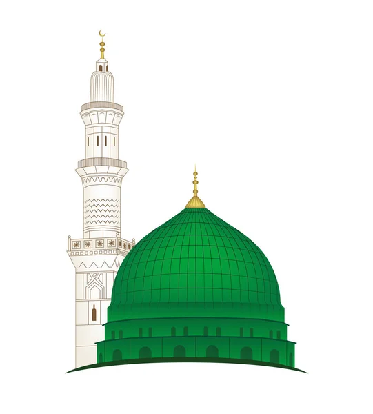 Arap kaligrafisi Ya Rasool Allah ile gri arka planda Mescidi Nabawi madina tun nabi vektör çizimi