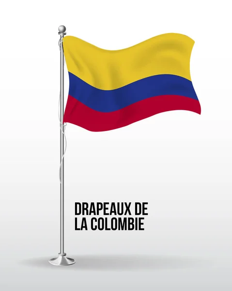 Υψηλή λεπτομερής διανυσματική σημαία του drapeaux de la colombie — Διανυσματικό Αρχείο