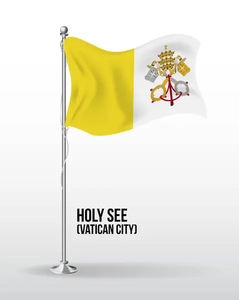 High detailed vector flag of holy see vatican city — Stock Vector