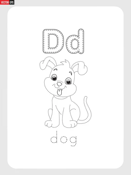 Alphabet Tracing Worksheet Exercises Kids Coloring Book Illustration Vector Outline — 스톡 벡터