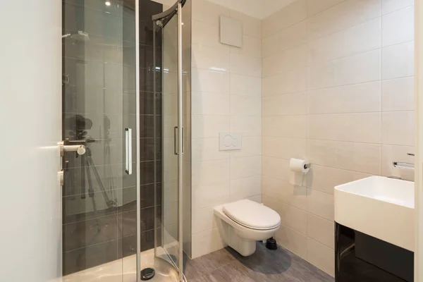 Minimalist Modern Bathroom Large Tiles Nobody — Stock Photo, Image