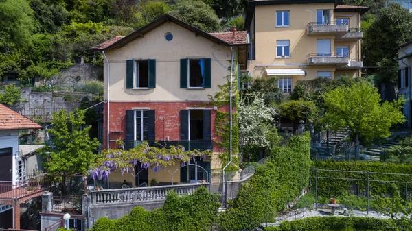 Vista Aérea Chalé Vintage Nas Colinas Lago Como — Fotografia de Stock