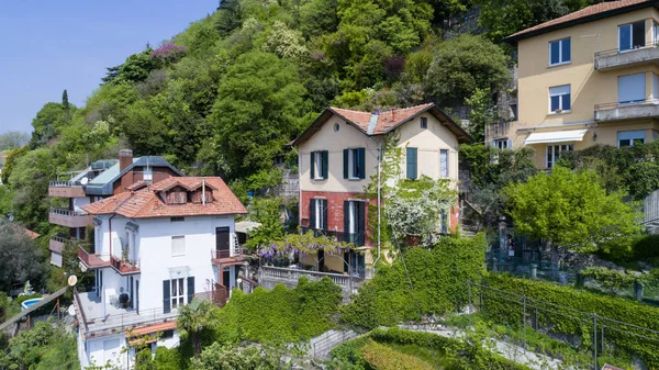 Vista Aérea Chalé Vintage Nas Colinas Lago Como — Fotografia de Stock