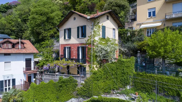 Luftaufnahme Eines Vintage Chalet Den Hügeln Des Comer Sees — Stockfoto