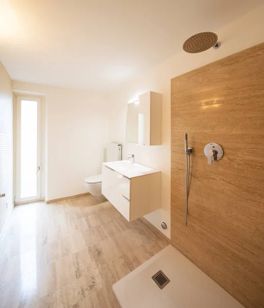 Modern minimalist marble bathroom, elegant. Nobody inside