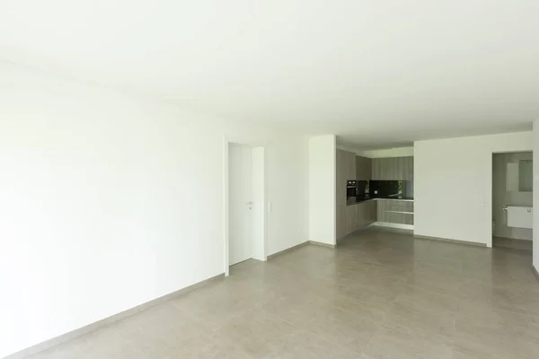 Interiores Apartamento Moderno Com Paredes Brancas Ninguém Cena — Fotografia de Stock