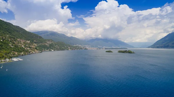 Vue Aérienne Lac Majeur Île Brissago Journée Ensoleillée — Photo