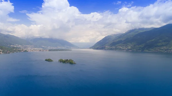 Vue Aérienne Lac Majeur Île Brissago Journée Ensoleillée — Photo