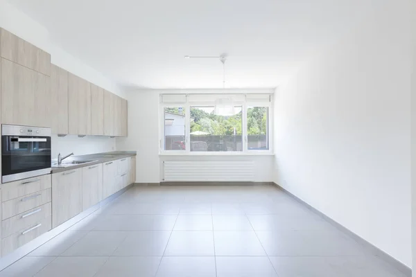 Light Wood Kitchen White Walls Nobody — Stock Photo, Image