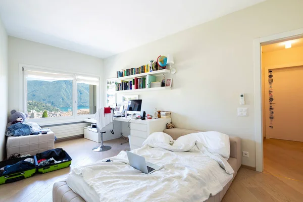 Elegante Dormitorio Villa Moderna Hay Nadie Adentro — Foto de Stock