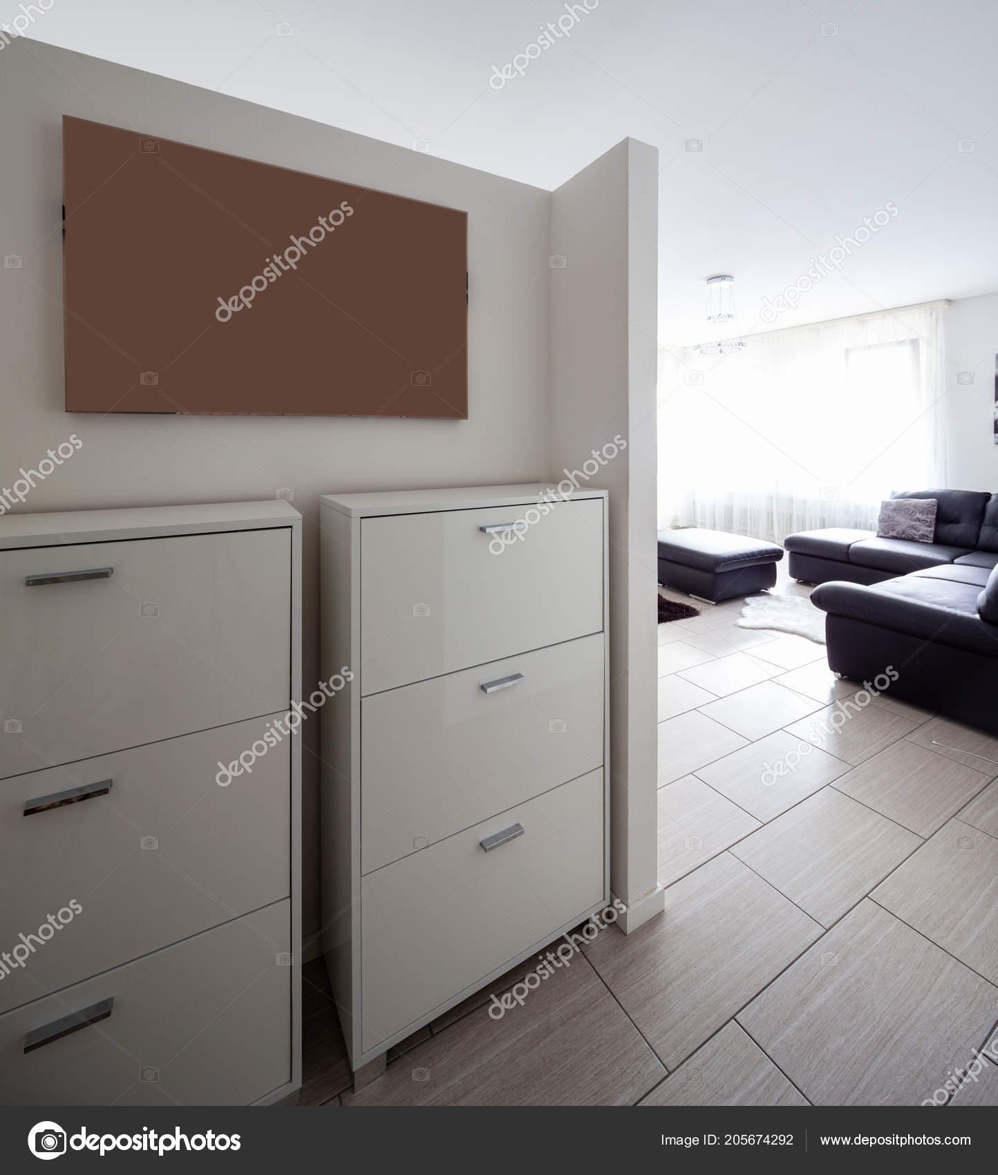 Entry Shoe Rack House White Walls Nobody Stock Photo