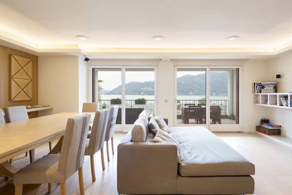 Spacious Living Room Modern Apartment Parquet Elegant Sofa Nobody — Stock Photo, Image