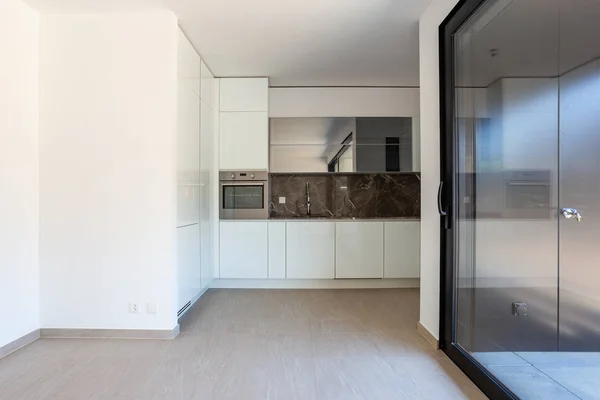 Interior Apartamento Moderno Nadie Dentro Paredes Blancas — Foto de Stock