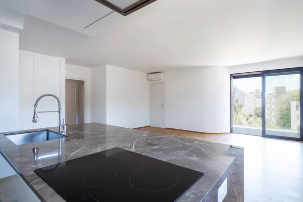 Interieur Van Moderne Luxe Appartement Lege Zolder Keuken Open Ruimte — Stockfoto