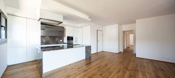 Interior Moderno Apartamento Luxo Sótão Vazio Cozinha Espaço Aberto — Fotografia de Stock