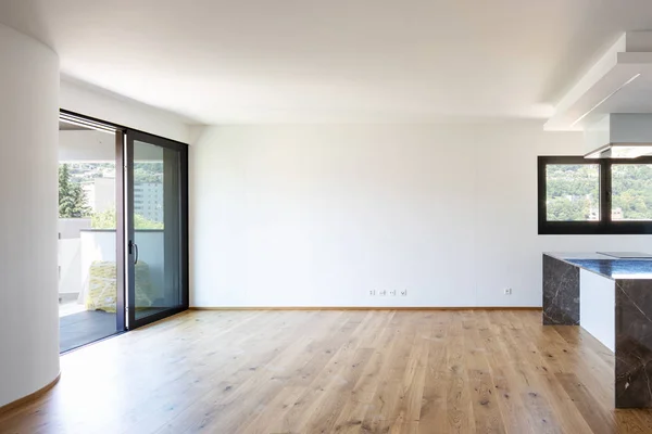 Interior Moderno Apartamento Luxo Sótão Vazio Cozinha Espaço Aberto — Fotografia de Stock