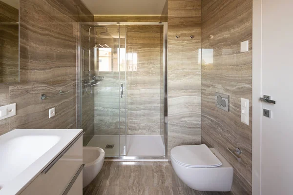 Interiér Moderní Luxusní Dům Nikdo Uvnitř Koupelna — Stock fotografie
