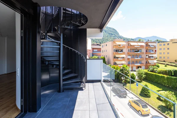 Escalera Exterior Caracol Apartamento Privado Último Piso — Foto de Stock