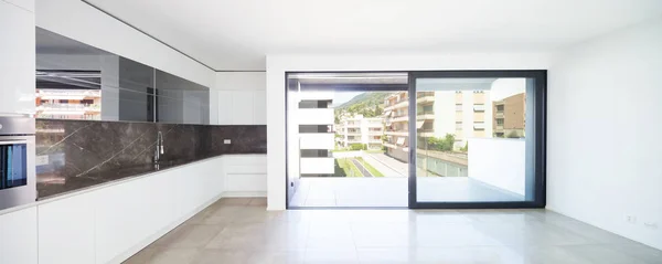 Interior Apartamento Moderno Nadie Dentro Paredes Blancas — Foto de Stock