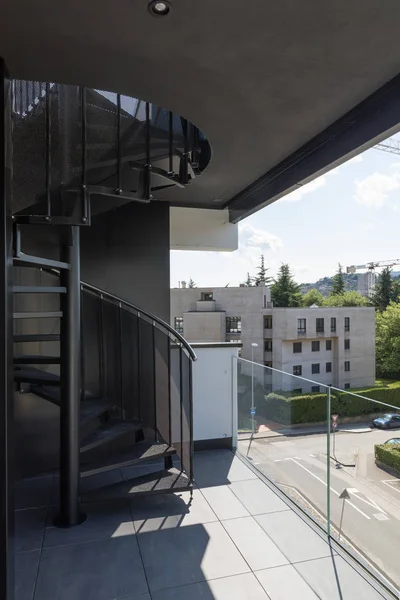Escalera Exterior Caracol Apartamento Privado Último Piso —  Fotos de Stock