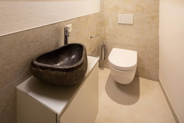 Bagno Minimale Con Lavabo Design Nessuno Dentro — Foto Stock