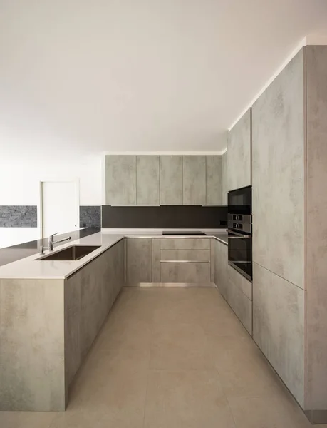 Cocina Moderna Apartamento Blanco Brillante Hay Nadie Adentro — Foto de Stock