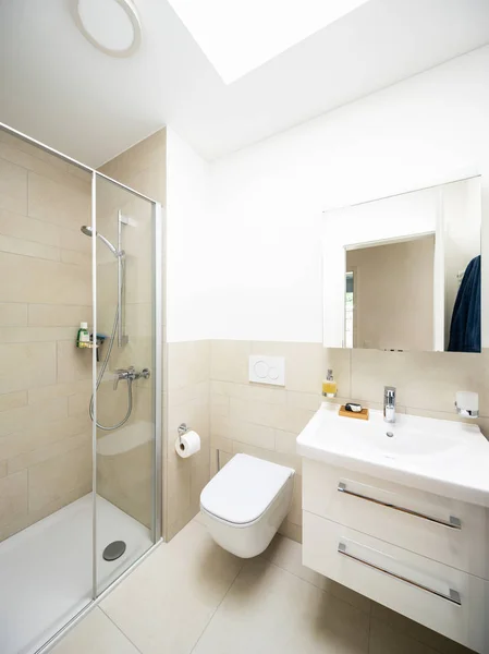 Baño Blanco Apartamento Moderno Nadie Dentro Tan Grande — Foto de Stock