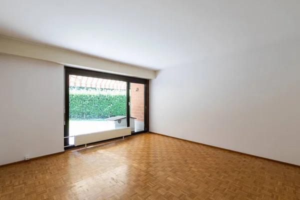 Chambre Vide Avec Fenêtre Parquet Personne Intérieur — Photo