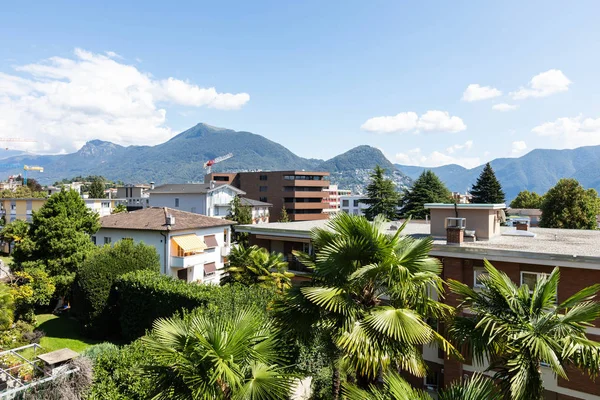 Terrazza Con Vista Sulle Colline Svizzere Nessuno Dentro — Foto Stock