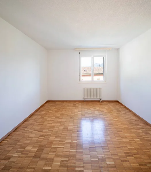 Habitación Vacía Con Ventana Parquet Hay Nadie Adentro —  Fotos de Stock