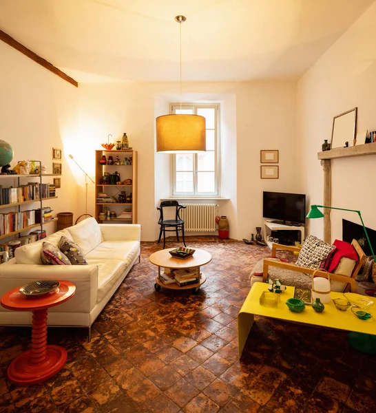 Vintage Living Room Terracotta Floor Nobody — Stock Photo, Image