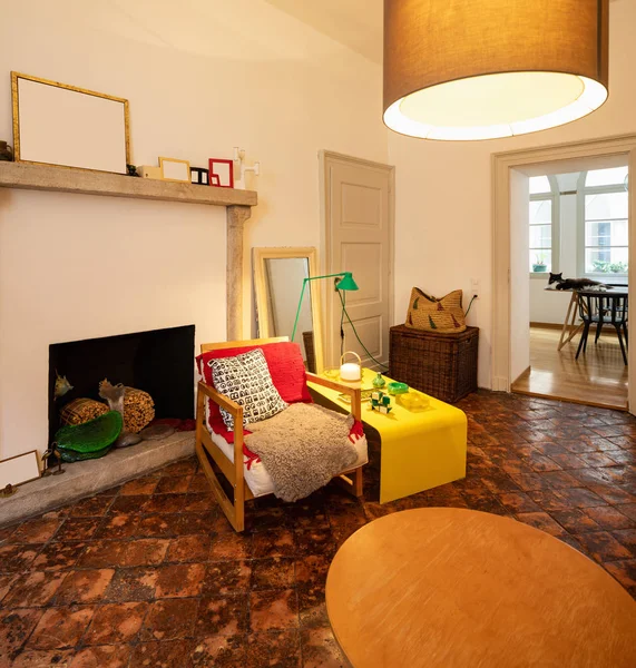 Vintage Living Room Terracotta Floor Nobody — Stock Photo, Image