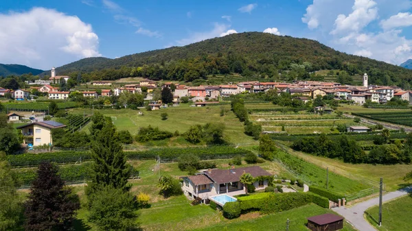 Vue Aérienne Maison Avec Piscine Dans Campagne Avec Collines Espace — Photo