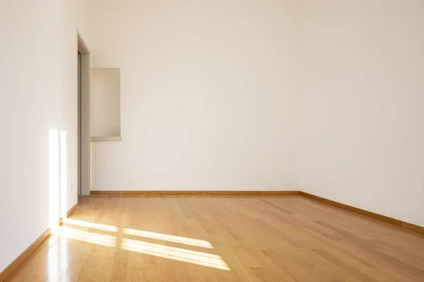 Empty Room Parquet White Walls Nobody — Stock Photo, Image
