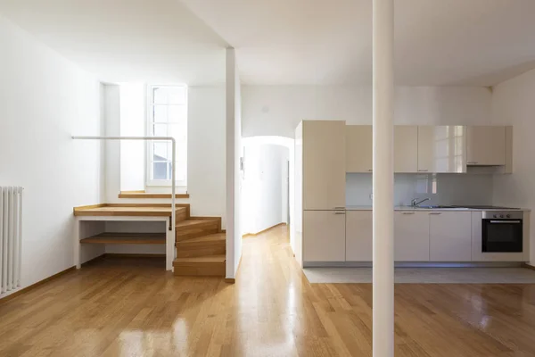 Cocina Moderna Casa Con Parquet Hay Nadie Adentro —  Fotos de Stock