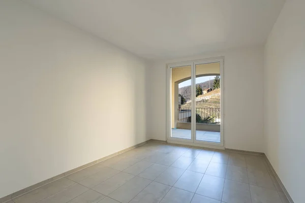 Chambre Vide Avec Fenêtre Mur Blanc Personne Intérieur — Photo