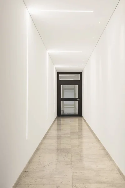 Moderno Corridoio Marmo Condominio Lusso Nessuno All Interno Concetto — Foto Stock