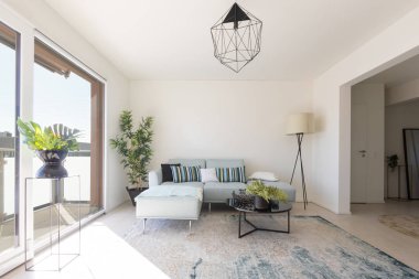 Tasarımcı kanepe ve sehpa ile birlikte modern oturma odası