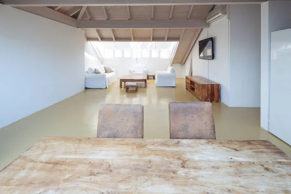 Modern attic in the end a living room — Stock Photo, Image