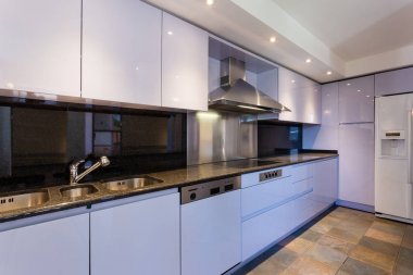 Modern aletleri ile lüks çatı modern leylak mutfak