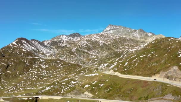 Passagem Gotthard Nos Alpes Suíços Vista Aérea — Vídeo de Stock