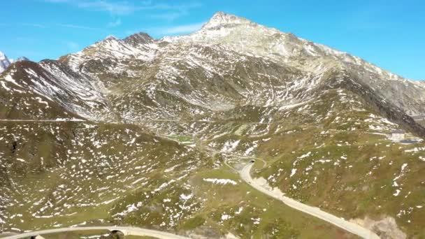 Passagem Gotthard Nos Alpes Suíços Vista Aérea — Vídeo de Stock