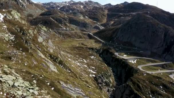 スイスのGotthard Passで美しいロードトリップ 空中風景 — ストック動画