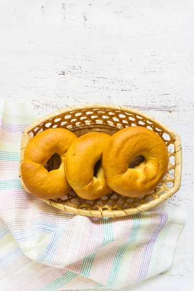 Traditional Bagels Light Wooden Background — Stock Photo, Image
