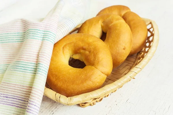 Traditional Bagels Light Wooden Background — Stock Photo, Image