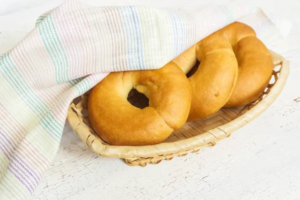 Traditional Bagels Light Wooden Background — Stock Photo, Image