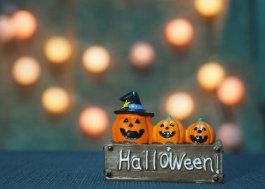 Halloween pumpkins gemide, metin için boş alan.